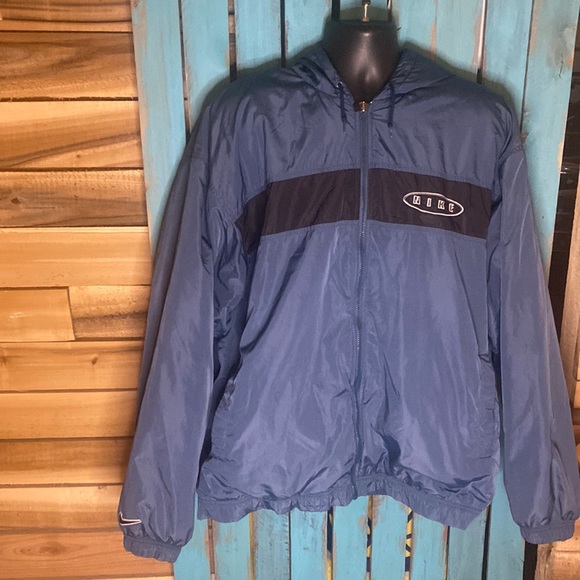 Vintage 90s Nike full zip hooded jacket XXL quilted lining large swoosh - Picture 1 of 8